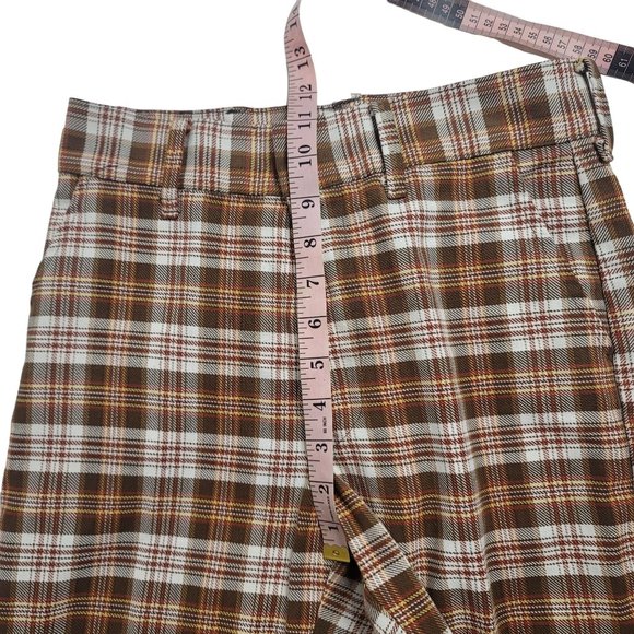 vintage hand made wool plaid belle bottom 70s pants see measurements - Picture 3 of 10